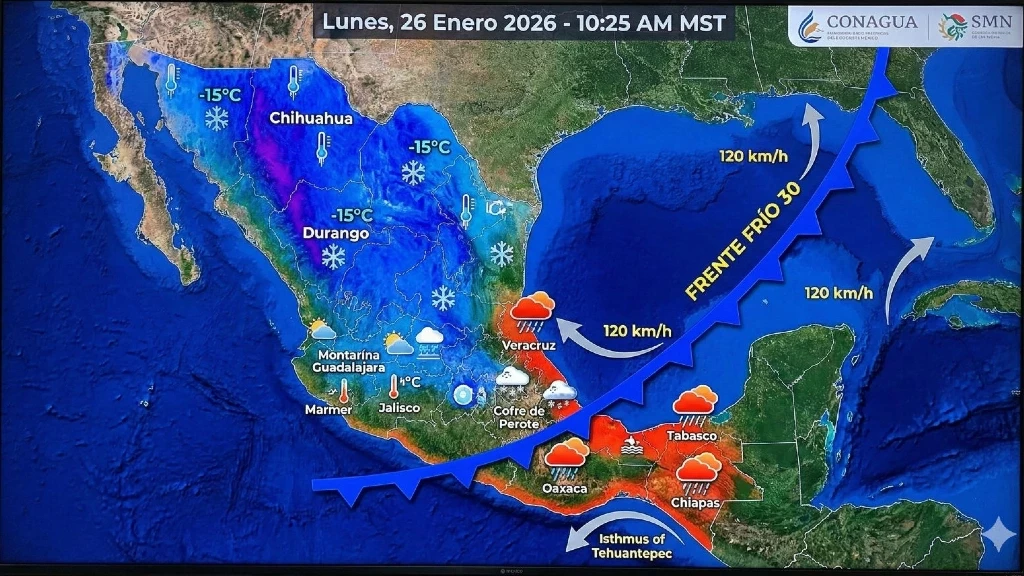 ¡Alerta Nacional! Frente Frío 30 y Masa de Aire Ártico Congelan México: ¿Cómo Afectará a Jalisco HOY, 26 de Enero de 2026?