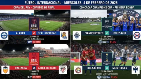 ¡IMPERDIBLE! Agenda Futbolística del 4 de Febrero de 2026: Copa del Rey en Cuartos y Estreno de Monterrey y Cruz Azul en Concacaf Champions Cup