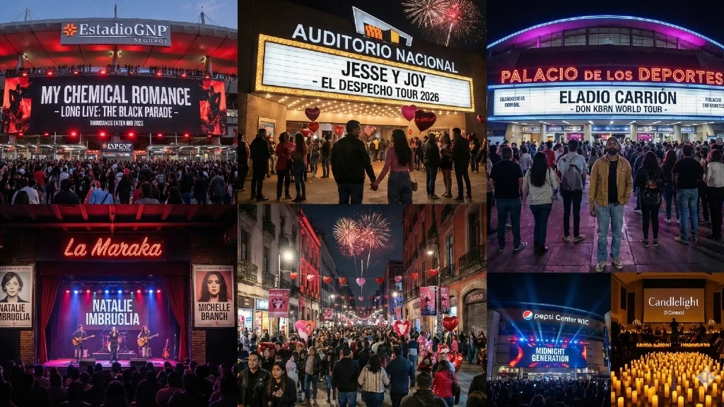 San Valentín 2026: CDMX Vibra con Conciertos Estelares de My Chemical Romance, Jesse y Joy, Eladio Carrión y Natalie Imbruglia en una Noche Inolvidable