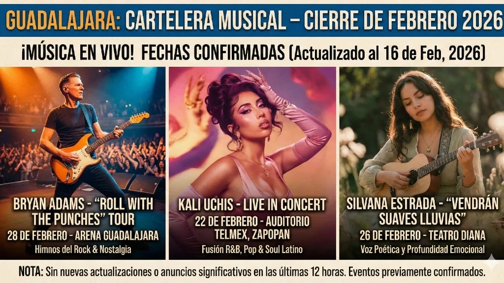 Guadalajara Vibra en Febrero: Bryan Adams, Kali Uchis y Silvana Estrada Marcan la Pauta Musical