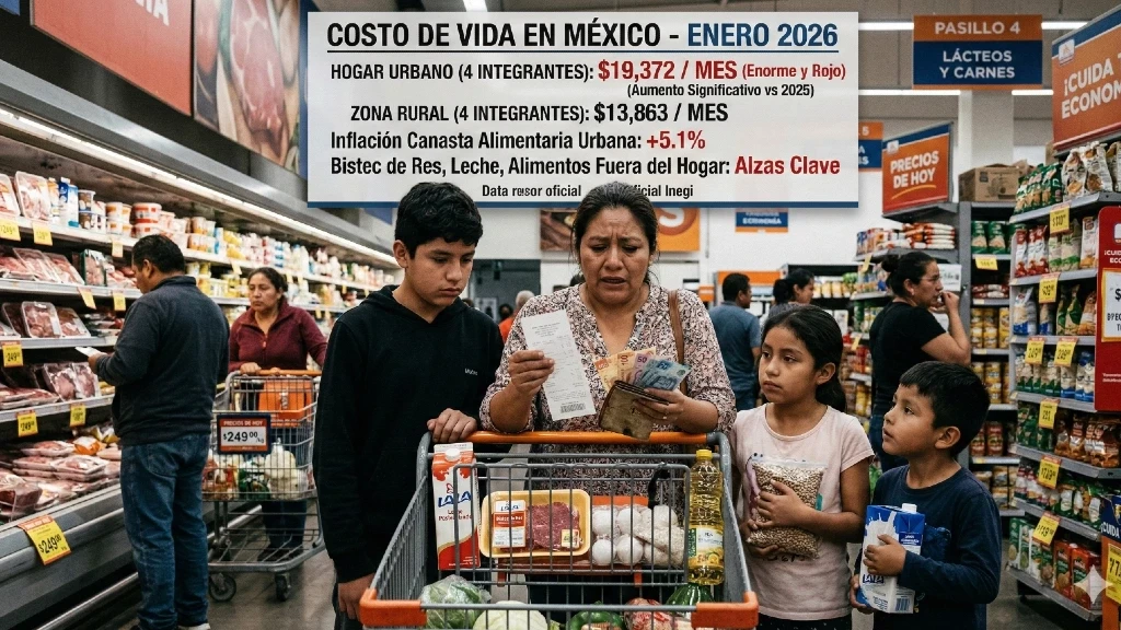Costo de Vida en México Explota: Familia de Cuatro Necesita Casi $20,000 Mensuales para lo Básico en 2026